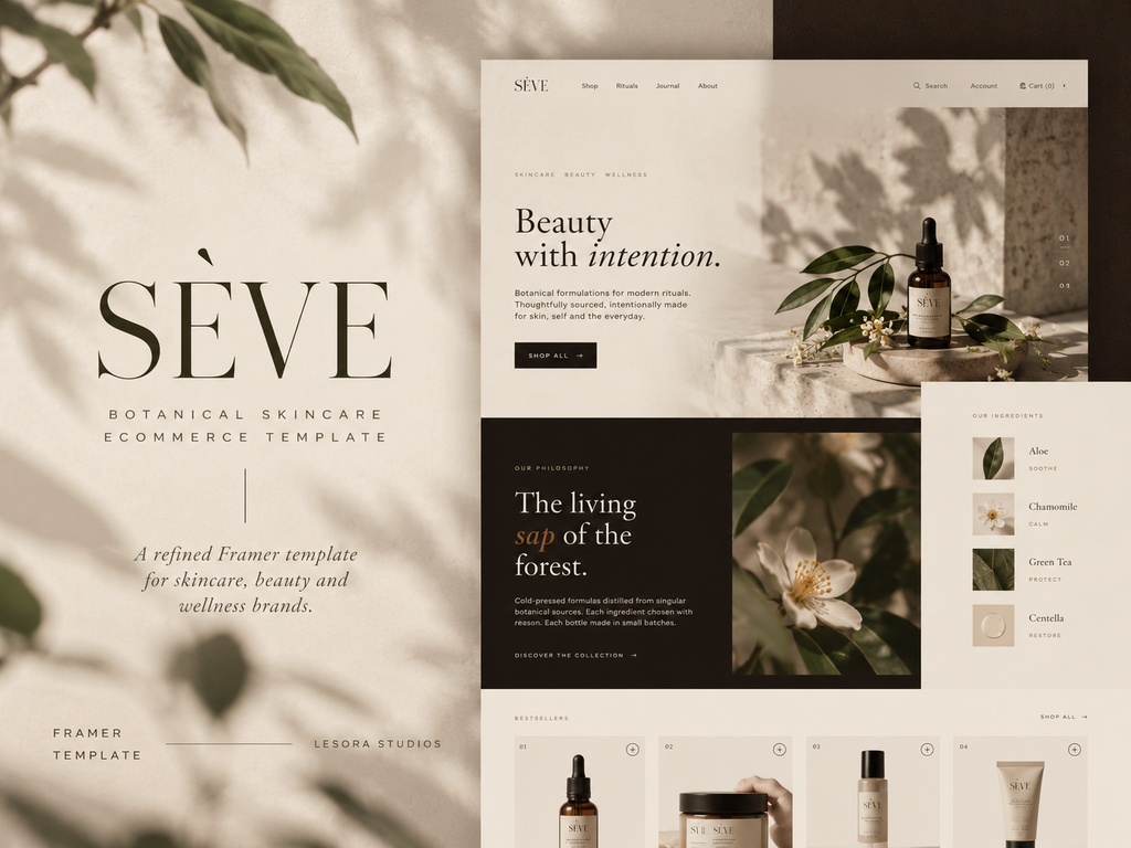 SÈVE — Botanical Skincare Framer Template