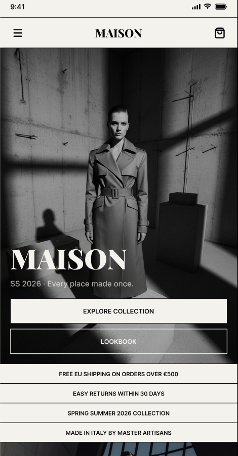 MAISON — Editorial Fashion Ecommerce UI Kit